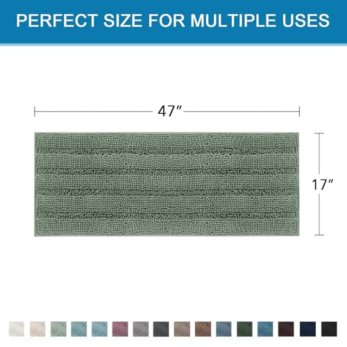 Bath Rugs for Bathroom Non Slip Bath Mats Extra Thick Chenille Striped Bath Rug Runners 47" x 17" Absorbent Fluffy Soft Shaggy Mats Dry Fast Plush Area Carpet for Bath Room (5.48 Sq Ft)