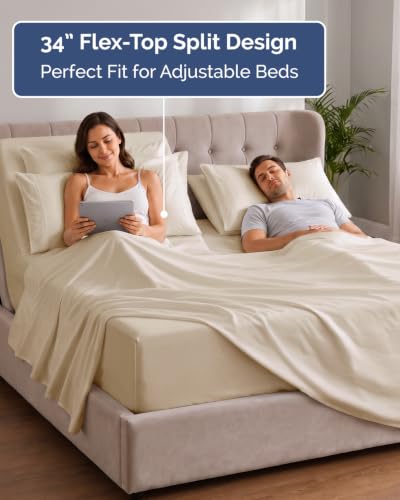 Extra Deep Flex Top Split Head King Sheet Set