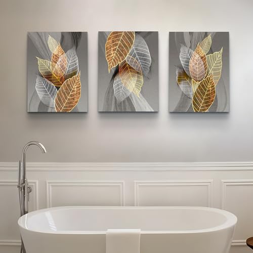 Wall Decor Large Abstract Leaves Canvas Art for Living Room (3 Count)