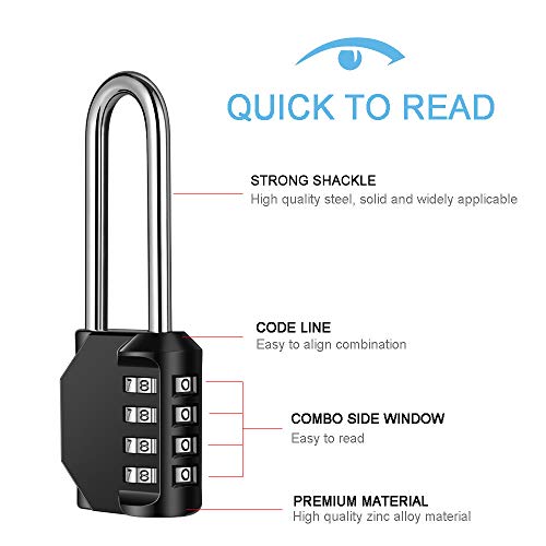 2 Pack disecu 2.6 Inch Long Shackle Combination Lock (2 Count)