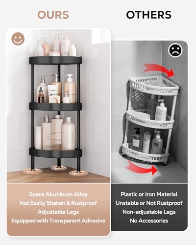3 Tier Aluminum Corner Shower Caddy Standing Rustproof