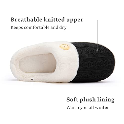 Womens Slipper Warm Comfy Memory Foam House Slippers Knitted Shoes Faux Fur Lined Anti