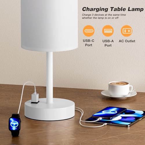 White Nightstand Bedroom Lamp