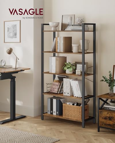 5 Tier Bookshelf with Steel Frame