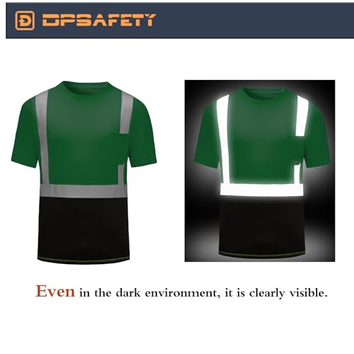 High Visibility Shirts Quick Dry Safety T Shirts with Reflective Strips and Pocket Short Sleeve Mesh Hi Vis Construction Work Class 2 Shirt for Men