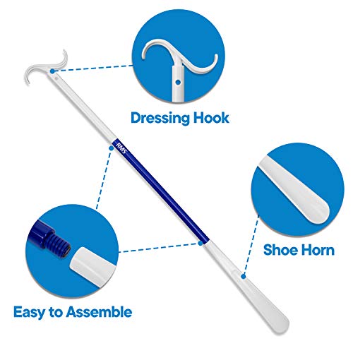 35.5 Inch Extra Long Dressing Stick with Sock Remover and Shoe Horn