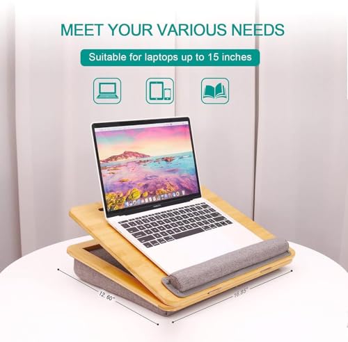 Adjustable Bamboo Lap Desk with Cushion