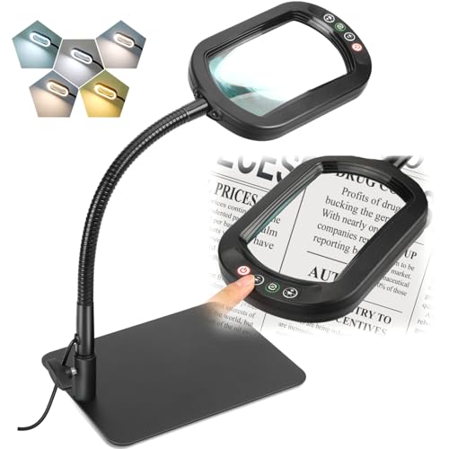 12X Rectangle Magnifying Glass with Light and Stand