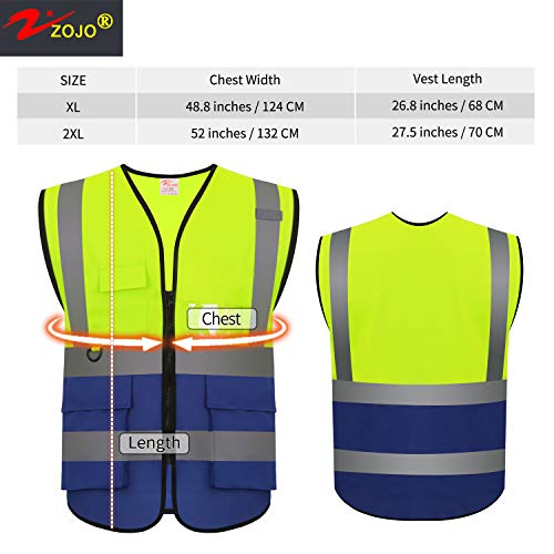 High Visibility Reflective Safety Vest with Multi Pockets 10 Pack Bulk (10 Count)