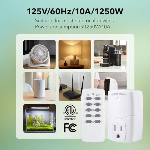 Mini Wireless Remote Control Outlet Switch Power Plug in for Household Appliances