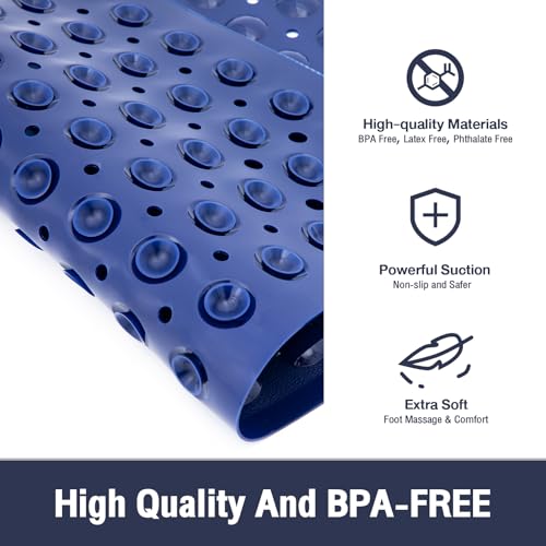 Square Shower Mat Bathtub Tub Bath Mat Non Slip Navy Blue 21"x21"