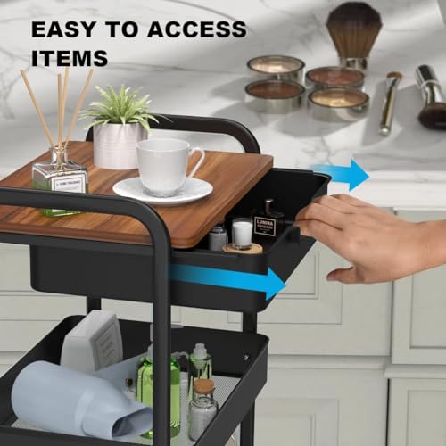 3 Tier Rolling Cart with Drawer