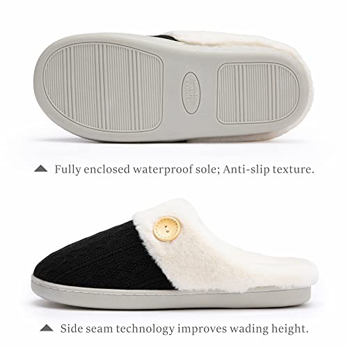 Womens Slipper Warm Comfy Memory Foam House Slippers Knitted Shoes Faux Fur Lined Anti