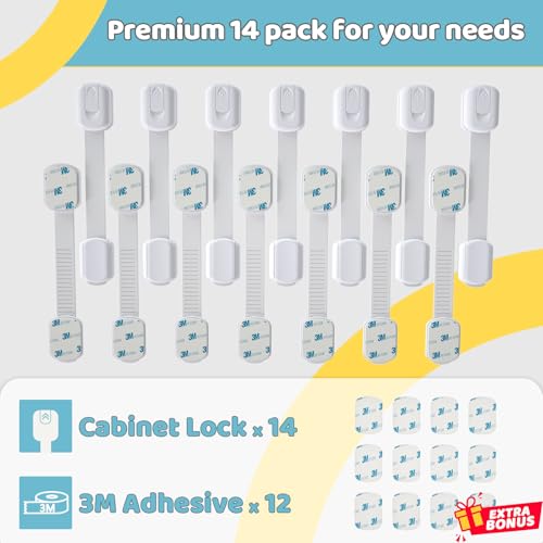 14 Pack Baby Proof Cabinet Latches (14 Count)