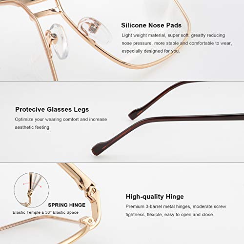 Blue Light Blocking Glasses for Men Square Double Bridge Hipster Metal Frame Men Eyeglasses He Young