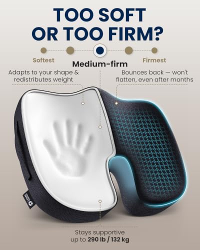 Seat Cushion Memory Foam Chair Cushion for Tailbone Pain Relief