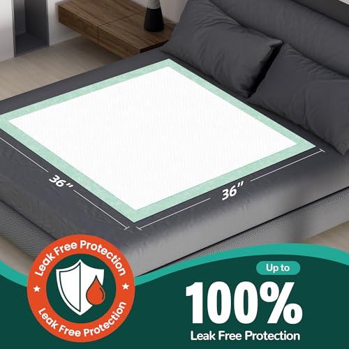 Disposable Bed Pads 36'' X 36'' Heavy Duty Underpads Extra Large Incontinence Pads for Unisex Adult (100 Count)
