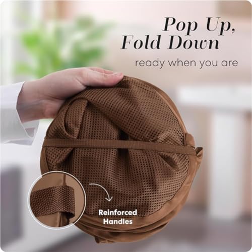 Collapsible Mesh Pop Up Laundry Hamper with Side Pocket