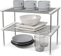 Set of 2 Stackable Cabinet Organizer Shelf 15.7 x 7.8 x 6.1 White (2 Count)