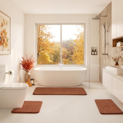 Fall Burnt Orange Microfiber Toilet Bath Rug U