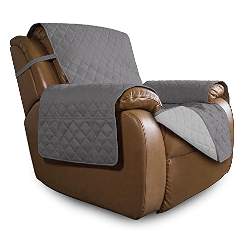 Oversized Recliner Cover Reversible Couch Cover Sofa Cover for Living Room Water Resistant Furniture Protector with Elastic Straps for Pets Dog