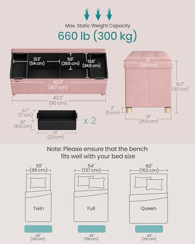 Storage Ottoman Bench with Legs