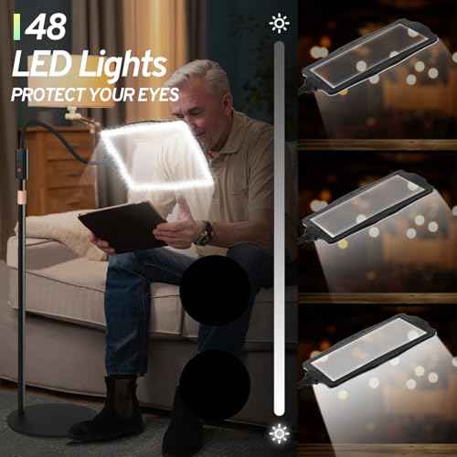 Hands Free Floor Magnifying Glass with Light and Stand 48