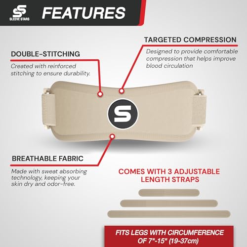 Sleeve Stars Swedish Brand Patellar Tendon Support Strap for Women & Men Effective Osgood Schlatter Knee Brace Youth & Kids Knee Brace with 3 Adjustable Length fits 7"