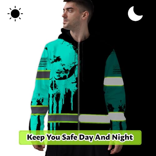 Hi Vis Reflective Zip Up Hoodie