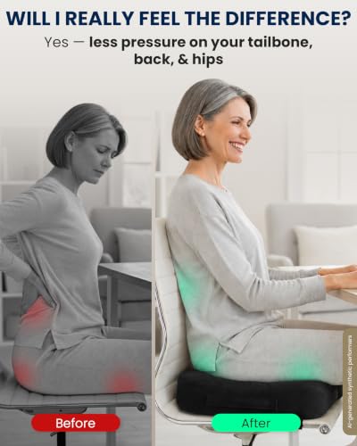 Seat Cushion Memory Foam Chair Cushion for Tailbone Pain Relief