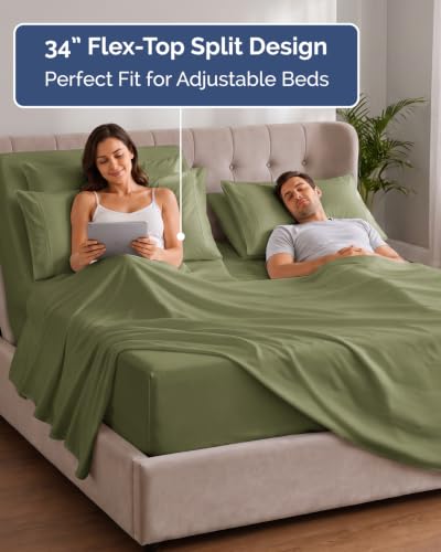 Extra Deep Flex Top Split Head King Sheet Set