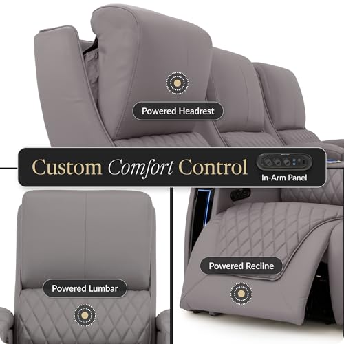 Apex Home Theater Seating Gray Row of 4 Middle Loveseat