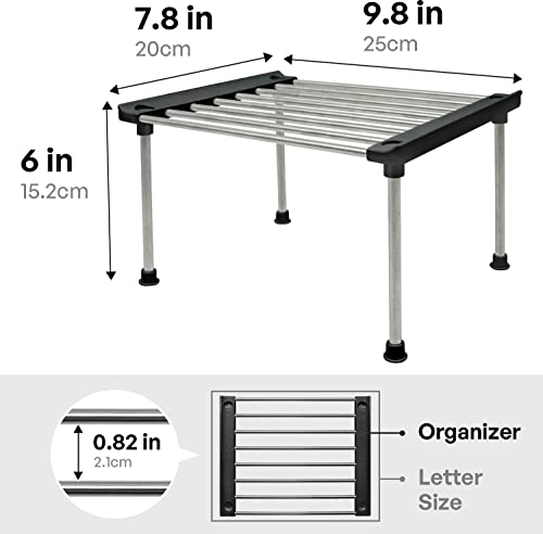 Set of 2 Stackable Cabinet Organizer Shelf 9.8 x 7.8 x 6.1 Black