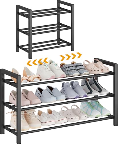 3 Tier Expandable Metal Shoe Rack for Closet & Entryway (3 Count)