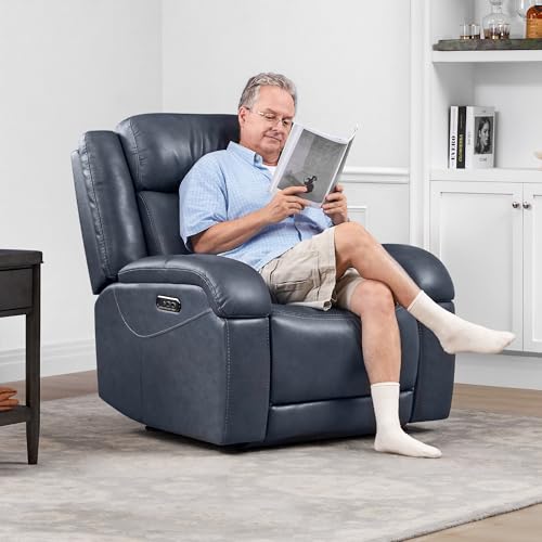 Genuine Leather Wall Hugger Power Recliner