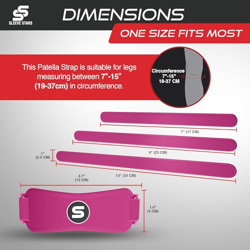 Sleeve Stars Swedish Brand Patellar Tendon Support Strap for Women & Men Effective Osgood Schlatter Knee Brace Youth & Kids Knee Brace with 3 Adjustable Length fits 7"