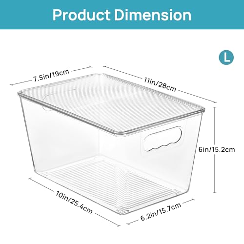 10 Pack Clear Stackable Storage Bins with Lids and Handles (10 Count)