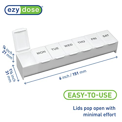 Weekly (7-Day) Pill Organizer, Large Medicine Planner, White