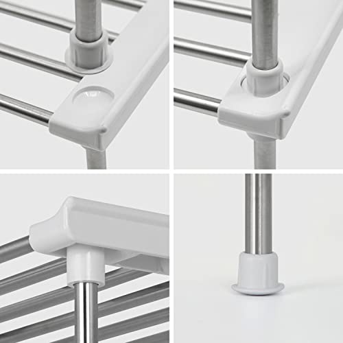 Set of 2 Stackable Cabinet Organizer Shelf 15.7 x 7.8 x 6.1 White (2 Count)