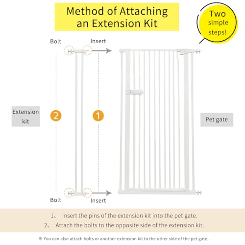 Extra Tall Cat Gate Extension Kit 61.02" High 4.13" Wide White