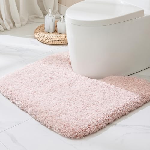 Toilet Rug 22x24 Non Slip Fluffy Toilet Floor Mat U Shaped Washable Bathroom Contour Rug for Toilet Absorbent Thick Toilet Carpet