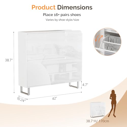 Modern High Gloss Shoe Cabinet with LED Lights