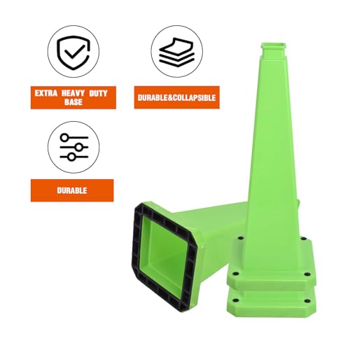 6 Pack 36 Inch Solid Green Traffic Cone