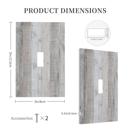 Light Switch Cover Vintage Grey Wood Grain Rustic Plank 1 Gang Wall Plate Cover Single Toggle Outlet Covers Decorative Switchplate Electrical Faceplate for Bathroom Bedroom Decor