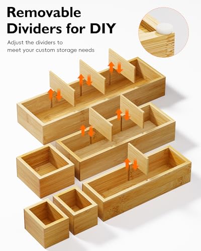 12 Piece Bamboo Drawer Organizer Set (12 Count)
