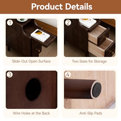 Narrow Nightstand with Drawers Set 2 (2 Count)