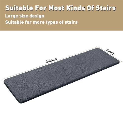 Ultra Plush Carpet Stair Treads 8 x 30 Inch Dark Gray 7 Pcs (11.67 Sq Ft)