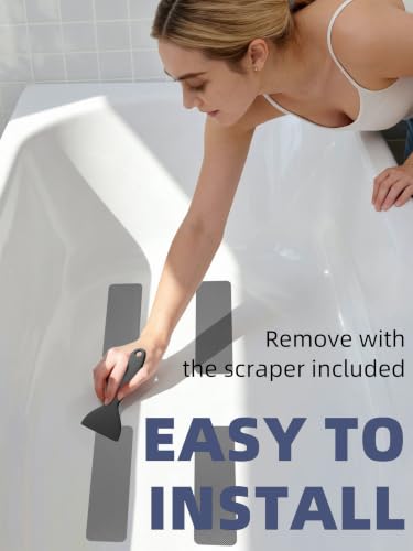 12PCS Strip Non Slip Bathtub Stickers with Scraper (12 Count)