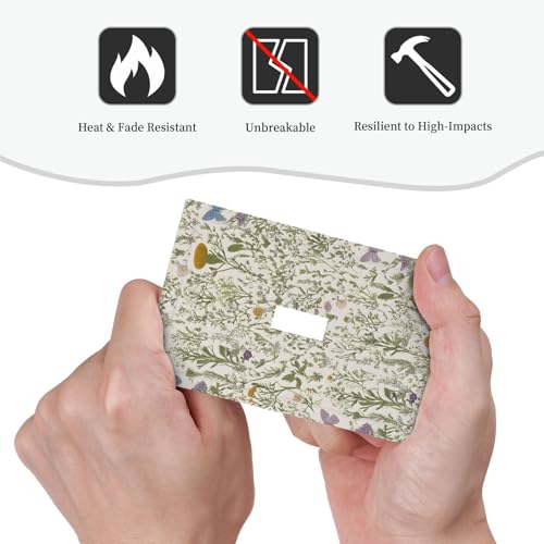 Floral Vintage Garden Plants Herbs Flowers Botanical Single Toggle Light Switch Covers Decorative Mustard Green 1 Gang Wall Plate Electrical Dimmer Switchplate Faceplate for Country Home Decor