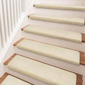 Bullnose Carpet Stair Treads Ultra Plush Beige 14 Pcs (27.7 Sq Ft)